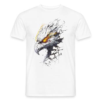 Cyborg eagle with laser vision breaks through wall - Men's T-Shirt - white - Front - AI Model Male 178 dark (178cm)