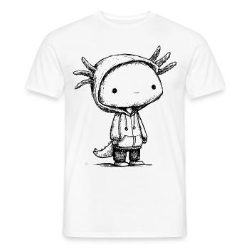 Kawaii Axolotl Cartoon Skizze – niedliches Motiv - Männer T-Shirt - Weiß - Vorne - AI Model Male 178 dark (178cm)