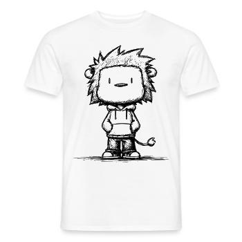 Kawaii Lion Cartoon Sketch – Cute Motif - Men's T-Shirt - white - Front - AI Model Male 178 dark (178cm)