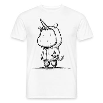 Kawaii Einhorn Cartoon Skizze – süß & magisch - Männer T-Shirt - Weiß - Vorne - AI Model Male 178 dark (178cm)
