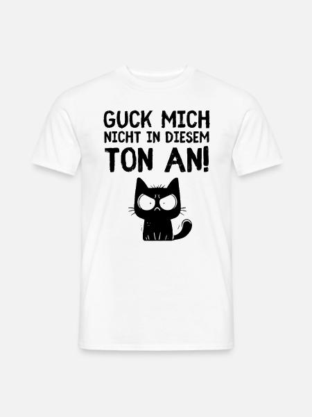 Guck mich nicht so – Zornige Katze Statement - Männer T-Shirt - Weiß
