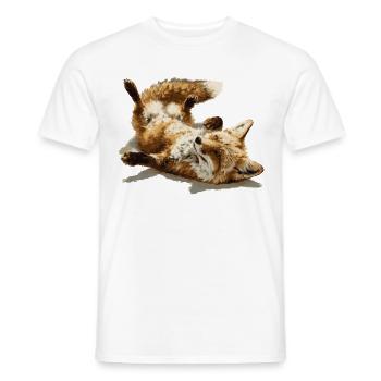 Cute Relaxed Fox – Playful Forest Animal - Men's T-Shirt - white - Front - AI Model Male 178 dark (178cm)