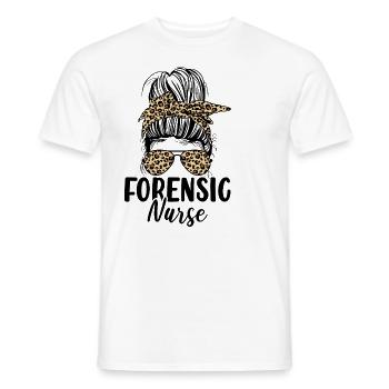 Forensic Nurse Messy Bun Leopard Sane Nurse - Men's T-Shirt - white - Front - AI Model Male 178 dark (178cm)