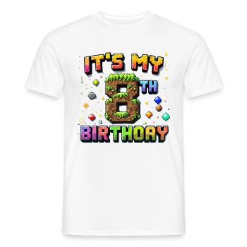 8th Birthday Kids Pixel - Men's T-Shirt - white - Front - AI Model Male 178 dark (178cm)