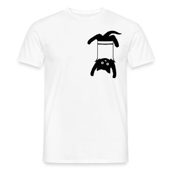 Chat dans la poche de poitrine - T-shirt homme - blanc - Devant - AI Model Male 178 dark (178cm)