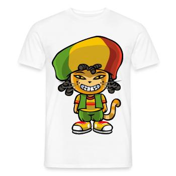 Reggae katze - Männer T-Shirt - Weiß - Vorne - AI Model Male 178 dark (178cm)