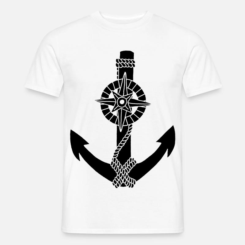 Schwarzer Ankerkompass - Männer T-Shirt - Weiß