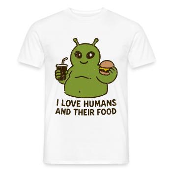 Un gastronome extraterrestre aime les humains - T-shirt homme - blanc - Devant - AI Model Male 178 dark (178cm)