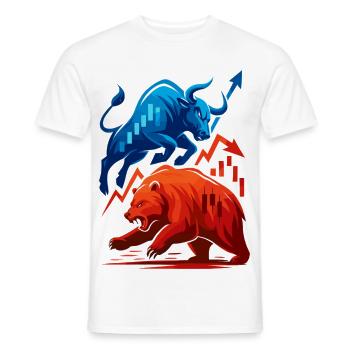 Stier gegen Bär Wall Street Börsenkampf Aktien - Männer T-Shirt - Weiß - Vorne - AI Model Male 178 dark (178cm)