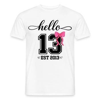Hello 13 Est 2013 Mädchen Geburtstag Design - Männer T-Shirt - Weiß - Vorne - AI Model Male 178 dark (178cm)