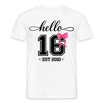 Hello 16 Est 2010 Mädchen Geburtstag Design - Männer T-Shirt - Weiß - Vorne - AI Model Male 178 dark (178cm)