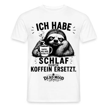 Müdes Faultier mit Kaffee | Lustiger Kaffee Spruch - Männer T-Shirt - Weiß - Vorne - AI Model Male 178 dark (178cm)