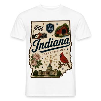 Indiana Hoosier State Vintage-Reiseaufkleber - Männer T-Shirt - Weiß - Vorne - AI Model Male 178 dark (178cm)