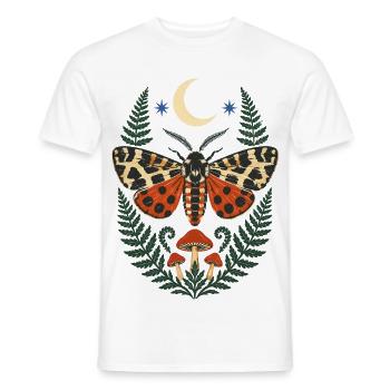 Moth Forest Motif with Fern and Moon - Men's T-Shirt - white - Front - AI Model Male 178 dark (178cm)
