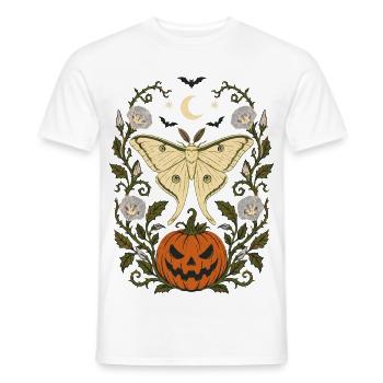 Halloween Luna Moth & Jack O' Lantern - Men's T-Shirt - white - Front - AI Model Male 178 dark (178cm)
