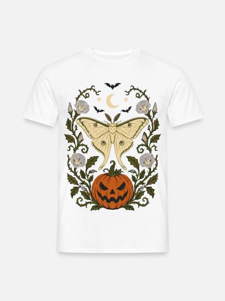 Halloween Luna Moth & Jack O' Lantern - Männer T-Shirt - Weiß