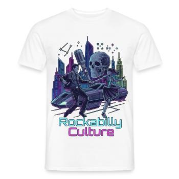 Neon Rockabilly SciFi Kultur - Männer T-Shirt - Weiß - Vorne - AI Model Male 178 dark (178cm)