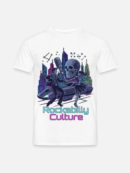 Neon Rockabilly SciFi Kultur - Männer T-Shirt - Weiß