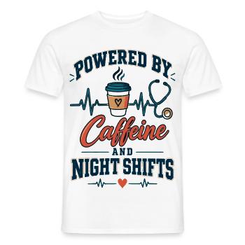 Kaffee Kraft NachtSchicht - Männer T-Shirt - Weiß - Vorne - AI Model Male 178 dark (178cm)