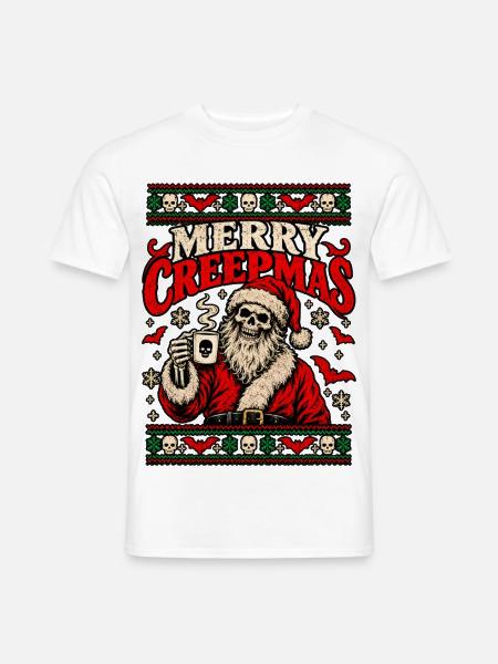 Merry Creepmas Skull Santa Tee - Männer T-Shirt - Weiß