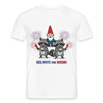 Raccoon 4th of July Fireworks Party - Men's T-Shirt - white - Front - AI Model Male 178 dark (178cm)
