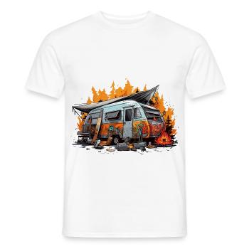 Evening by the Bonfire. Retro holidays. - Men's T-Shirt - white - Front - AI Model Male 178 dark (178cm)
