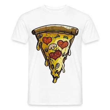 Washed and Worn Pizzastück - Pizza - Love - Männer T-Shirt - Weiß - Vorne - AI Model Male 178 dark (178cm)