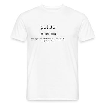Potato (Kartoffel) Definition Dictionary - Men's T-Shirt - white - Front - AI Model Male 178 dark (178cm)