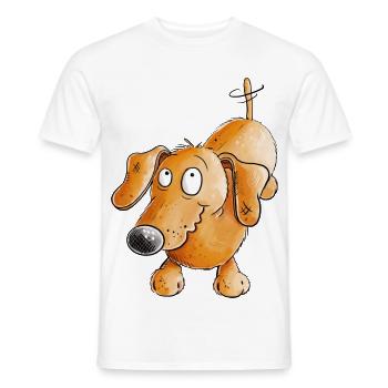 Happy Dachshund I Dachshund I Teckel I Dog - Men's T-Shirt - white - Front - AI Model Male 178 dark (178cm)