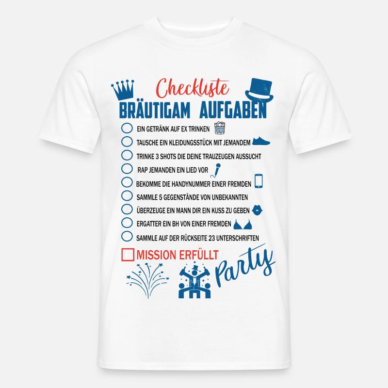 Bräutigam Checkliste - Männer T-Shirt - Weiß