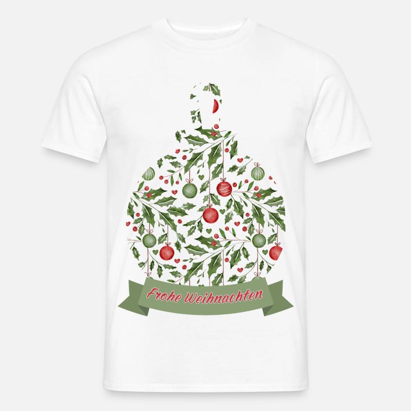 Weihnachtskugel mit Text Frohe Weihnachten - Männer T-Shirt - Weiß