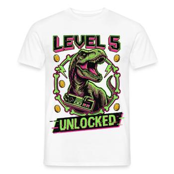 Level 5 Unlocked T-Rex - Männer T-Shirt - Weiß - Vorne - AI Model Male 178 dark (178cm)