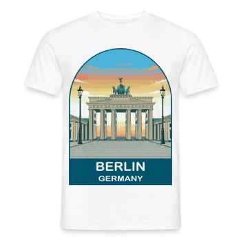 Berlin Germany TV Tower Vintage Travel Art - Men's T-Shirt - white - Front - AI Model Male 178 dark (178cm)