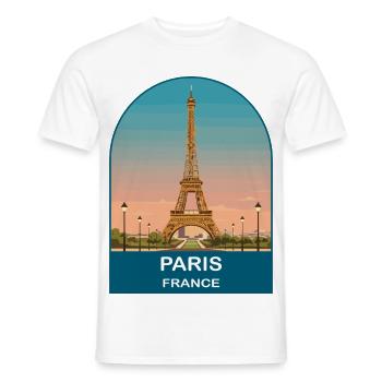 Paris France Affiche de voyage vintage de la Tour Eiffel - T-shirt homme - blanc - Devant - AI Model Male 178 dark (178cm)