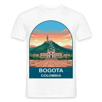Bogota Colombia Skyline Vintage Travel Art - Men's T-Shirt - white - Front - AI Model Male 178 dark (178cm)