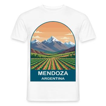 Mendoza Argentina Vineyard & Andes Travel Poster - Men's T-Shirt - white - Front - AI Model Male 178 dark (178cm)