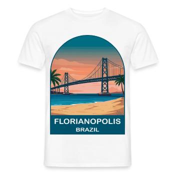 Florianópolis Brazil Bridge Vintage Travel Art - Men's T-Shirt - white - Front - AI Model Male 178 dark (178cm)