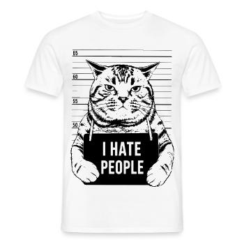 Cadeau pour chats amoureux Je déteste les gens - T-shirt homme - blanc - Devant - AI Model Male 178 dark (178cm)
