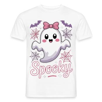 Spooky Halloween Ghost - Men's T-Shirt - white - Front - AI Model Male 178 dark (178cm)