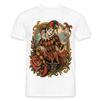 Harlekin der Commedia dell'Arte - Männer T-Shirt - Weiß - Vorne - AI Model Male 178 dark (178cm)