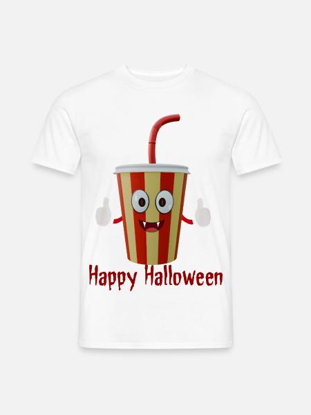 Frohen Halloween-Cola-Becher - Männer T-Shirt - Weiß