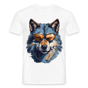 Gray wolf in street style | Wolf lovers - Men's T-Shirt - white - Front - AI Model Male 178 dark (178cm)