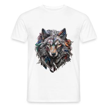 Gray wolf in graffiti style | Wolf lovers - Men's T-Shirt - white - Front - AI Model Male 178 dark (178cm)