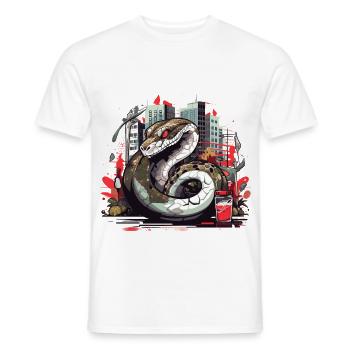 Serpent dans la rue | Serpent de la ville - T-shirt homme - blanc - Devant - AI Model Male 178 dark (178cm)