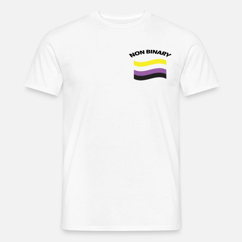 NON BINARY FLAGGE Brusttasche - Männer T-Shirt - Weiß
