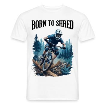 Mountain Biking Forest Trail Action Scene - Men's T-Shirt - white - Front - AI Model Male 178 dark (178cm)