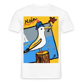 EG mouette I palier I mer I vacances I photo - T-shirt homme - blanc - Devant - AI Model Male 178 dark (178cm)