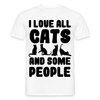 I love all cats and some people* - Men's T-Shirt - white - Front - AI Model Male 178 dark (178cm)