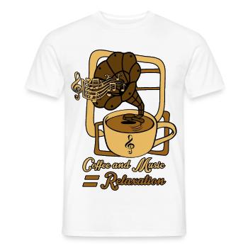 Coffee and music is relaxation - Men's T-Shirt - white - Front - AI Model Male 178 dark (178cm)