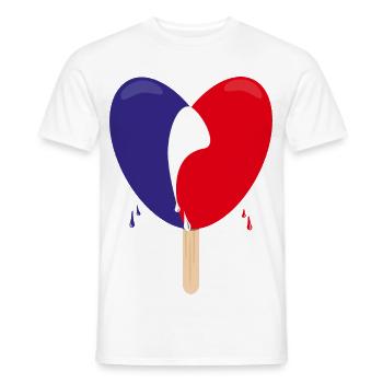 Flagge von Frankreich mit Herz. - Männer T-Shirt - Weiß - Vorne - AI Model Male 178 dark (178cm)
